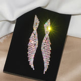 Crystal Rhinestone Tassel Earrings Bridal Dangle Wedding Jewelry