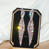 Crystal Rhinestone Tassel Earrings Bridal Dangle Wedding Jewelry
