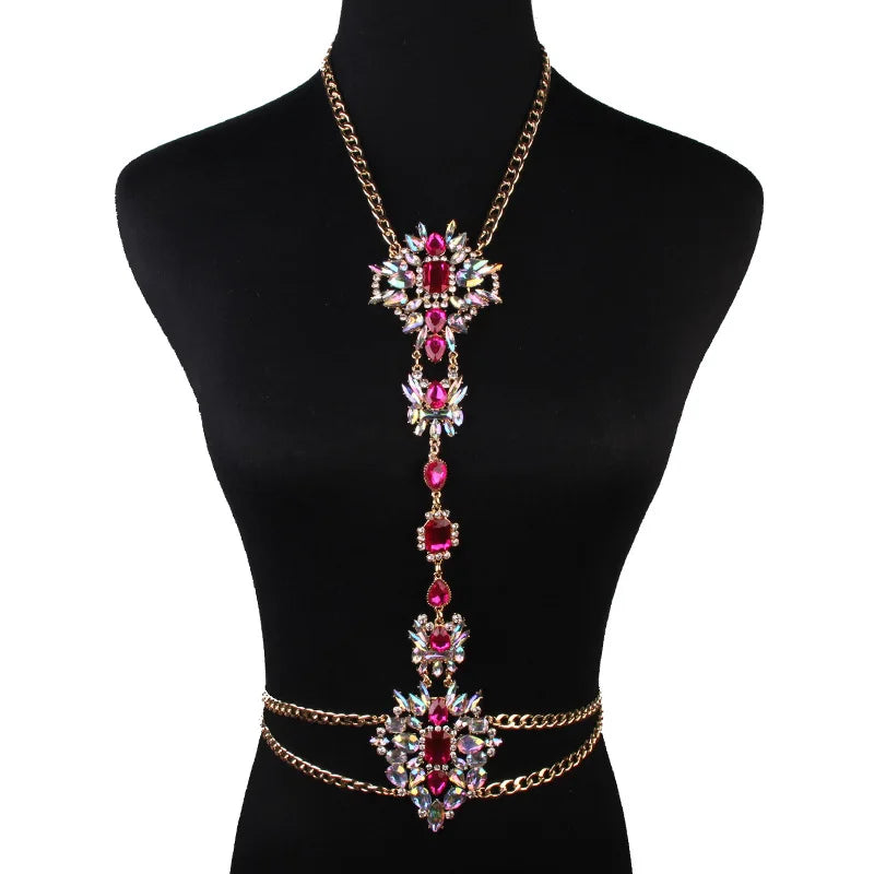 Crystal Rhinestone Flower Body Jewelry
