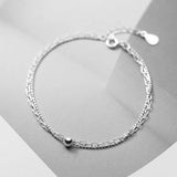 Bracelets Woman Silver 925 On Hand Sterling Double Layer Round Bead Adjustable