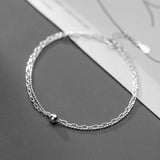 Bracelets Woman Silver 925 On Hand Sterling Double Layer Round Bead Adjustable
