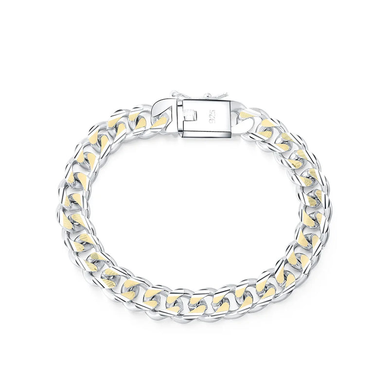 925 Silver Bracelet 10mm Width Thick Men's Jewelry Women's Fine Jewelry