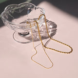 Minimalist Thin Rope Chain Necklace 14k Plated Brass Jewelry Women