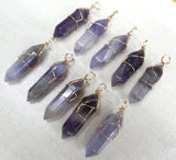 24pcs Natural Stone Amethyst Tiger Eye Opal Crystal Quartz Charm Pendants