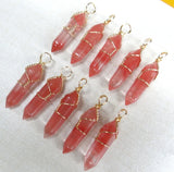24pcs Natural Stone Amethyst Tiger Eye Opal Crystal Quartz Charm Pendants