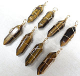 24pcs Natural Stone Amethyst Tiger Eye Opal Crystal Quartz Charm Pendants