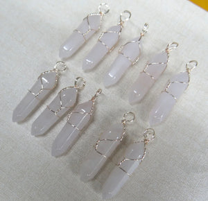 24pcs Natural Stone Amethyst Tiger Eye Opal Crystal Quartz Charm Pendants