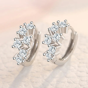 925 Silver Crystal Circle Earring Women Gift