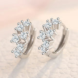 925 Silver Crystal Circle Earring Women Gift