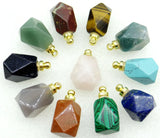 Natural stone quartz crystal agate lapis perfume bottles pendants 6pcs