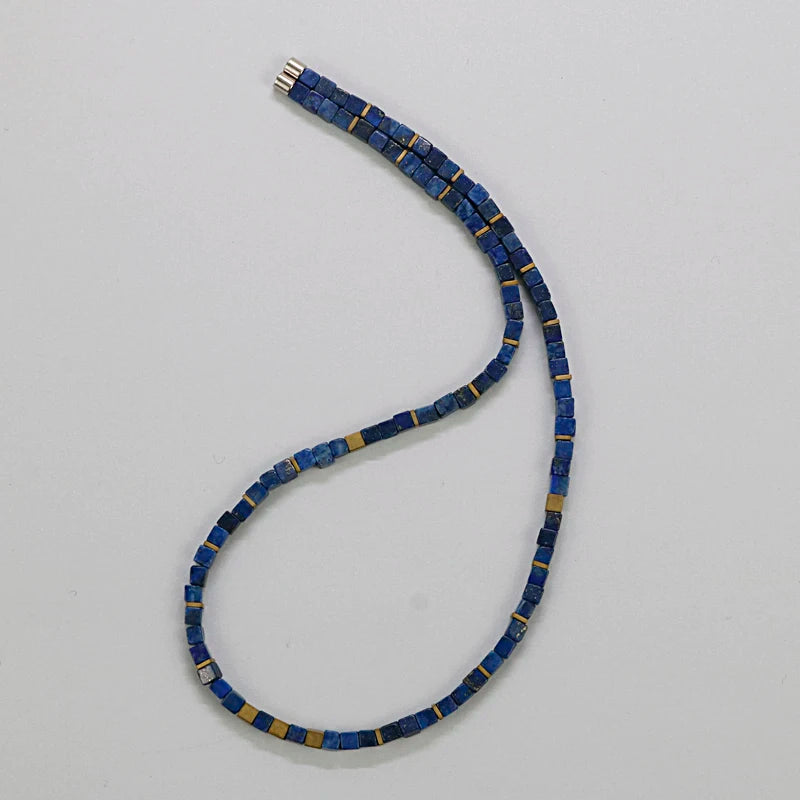 Spectrolite Stone Surfer Necklace Beaded Choker Men Women Gift