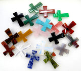 Stone Mix Quartz Tiger Opal Unakite Cross Pendants DIY Jewelry 6pc