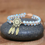 Natural Stone Wrap Bracelets Stainess Steel Charm Boho Friendship Jewelry