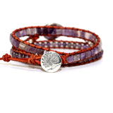 Crystal Quartz Charm 3 Strands Wrap Bracelet Boho Leather