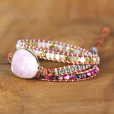 Pink Crystal Charm 3 Strands Wrap Bracelet for Women