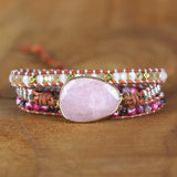 Pink Crystal Charm 3 Strands Wrap Bracelet for Women