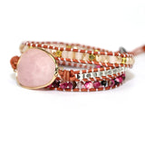 Pink Crystal Charm 3 Strands Wrap Bracelet for Women