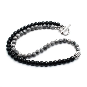 Tiger Eye Stone Bead Necklace Stainless Steel Surfer Necklace for Men
