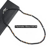 Tiger Eye Stone Bead Necklace Stainless Steel Surfer Necklace for Men