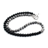 Tiger Eye Stone Bead Necklace Stainless Steel Surfer Necklace for Men
