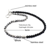 Tiger Eye Stone Bead Necklace Stainless Steel Surfer Necklace for Men