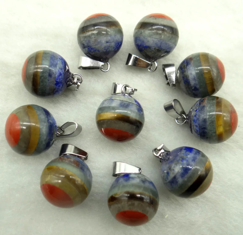 7 Chakra Ball Shape Pendants for Jewelry Making