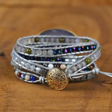 Natural Stone Wrap Bracelet with Crystal Charm