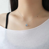 Moonstone Round Pendant Box Chain Women Necklaces 925 Sterling Silver