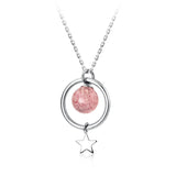 Moonstone Round Pendant Box Chain Women Necklaces 925 Sterling Silver
