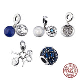 925 Sterling Silver Pentagram Charm Beads Bracelet DIY Jewelry
