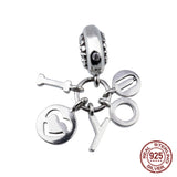 925 Sterling Silver Pentagram Charm Beads Bracelet DIY Jewelry