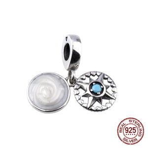 925 Sterling Silver Pentagram Charm Beads Bracelet DIY Jewelry