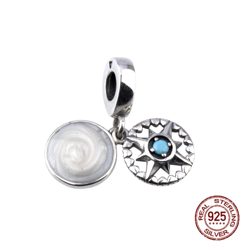 925 Sterling Silver Pentagram Charm Beads Bracelet DIY Jewelry
