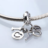 925 Sterling Silver Pentagram Charm Beads Bracelet DIY Jewelry
