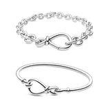 925 Silver Pan Charm Infinity Knot Chain Bracelet