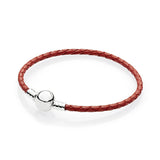 S925 DIY Woven Leather Red Rope Book Year Bracelet Jewelry
