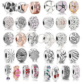 2020 S925 Hot Clip! Rose Daisy Flower Series Plant Garden DIY Jewelry Female