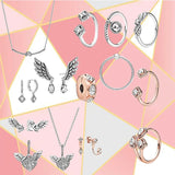 S925 Sterling Silver Heart-shaped Angel Wings Earrings for Women