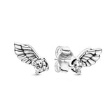 S925 Sterling Silver Heart-shaped Angel Wings Earrings for Women