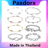 S925 Sterling Silver Knotted Heart Chain Bracelet