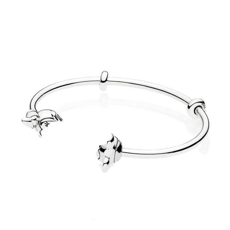 S925 Sterling Silver Moments Snake Chain Open Bangle