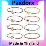 S925 Sterling Silver Sparkling Crown O Snake Chain Bracelet