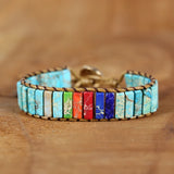 7 Chakra Bracelet Natural Stone Beads Wrap Bracelet Vegan Jewelry