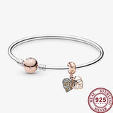 925 Silver Leaf Pan Bracelet Sparkling Jewelry Gift