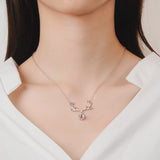 925 Silver Moonstone Elk Deer Necklace Wedding Jewelry
