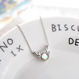 925 Silver Moonstone Elk Deer Necklace Wedding Jewelry
