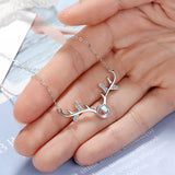 925 Silver Moonstone Elk Deer Necklace Wedding Jewelry