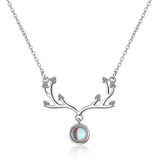 925 Silver Moonstone Elk Deer Necklace Wedding Jewelry