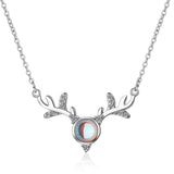 925 Silver Moonstone Elk Deer Necklace Wedding Jewelry
