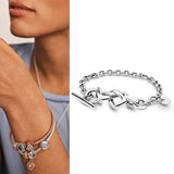 925 Silver Pan Bracelet Heart Pan Bracelet Interwoven And Knotted